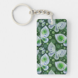 Fly Away Paisley Butterfly Print Green Schlüsselanhänger