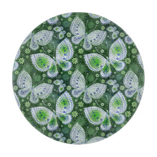 Fly Away Paisley Butterfly Print Green Schneidebrett