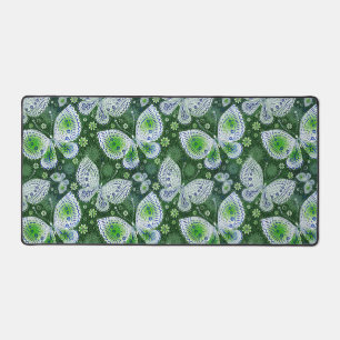 Fly Away Paisley Butterfly Print Green Schreibtischunterlage