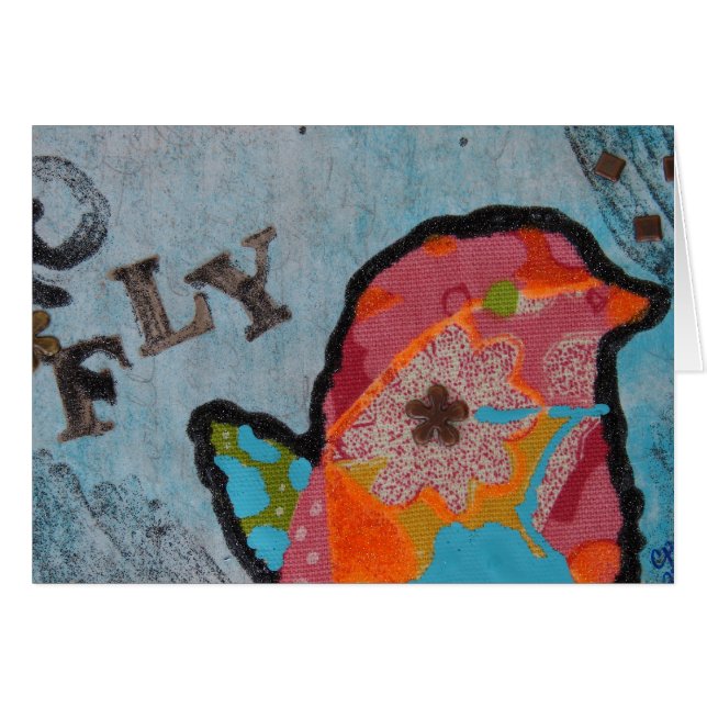 Fly Bird collage d'art multimédia mixte (Devant horizontal)