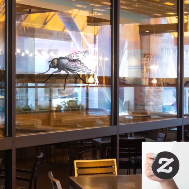 Fly Buddy Gadu-Thru-Fensterklemme Fensteraufkleber (Restaurantfenster)