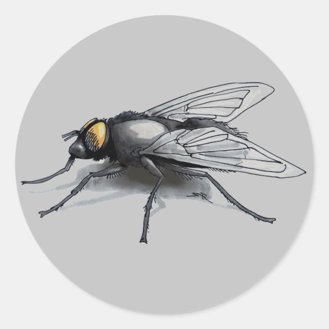 Fly Buddy graue große runde Aufkleber (Vorderseite)