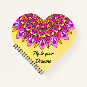 Fly Dreams Mandala Inspirational Happy Heart Notizbuch