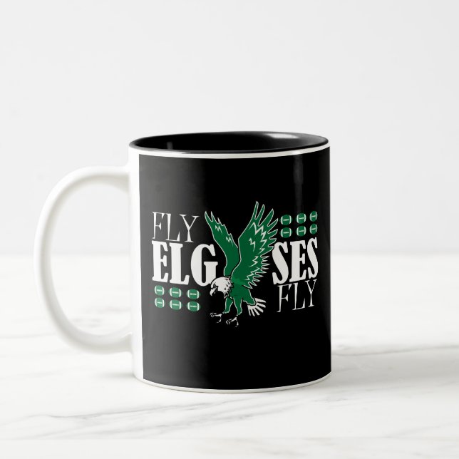 Fly Elgses Fly Funny Spelling Meme Zweifarbige Tasse (Links)