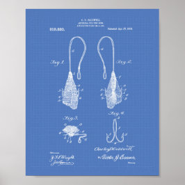 Fly Fish Hook 1909 Patent Art Blueprint Poster