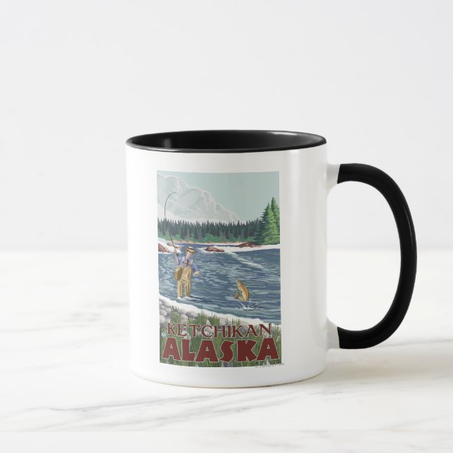 Fly Fisherman - Ketchikan, Alaska Tasse (Rechts)