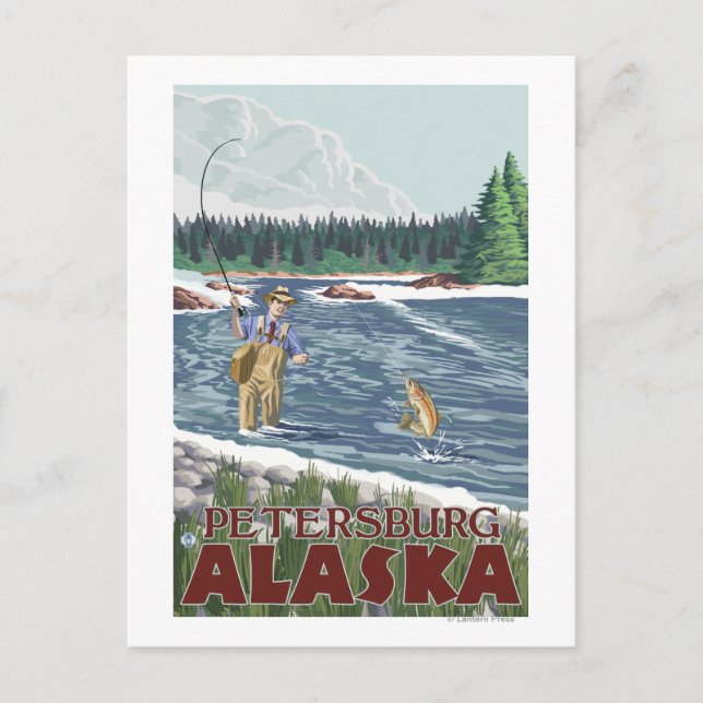 Fly Fisherman - Petersburg, Alaska Postkarte (Vorderseite)