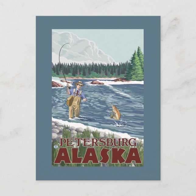 Fly Fisherman - Petersburg, Alaska Postkarte (Vorderseite)