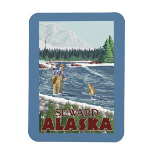 Fly Fisherman - Seward, Alaska Magnet