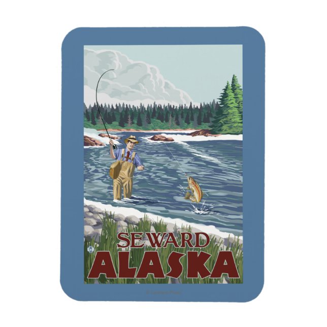 Fly Fisherman - Seward, Alaska Magnet (Vertikal)