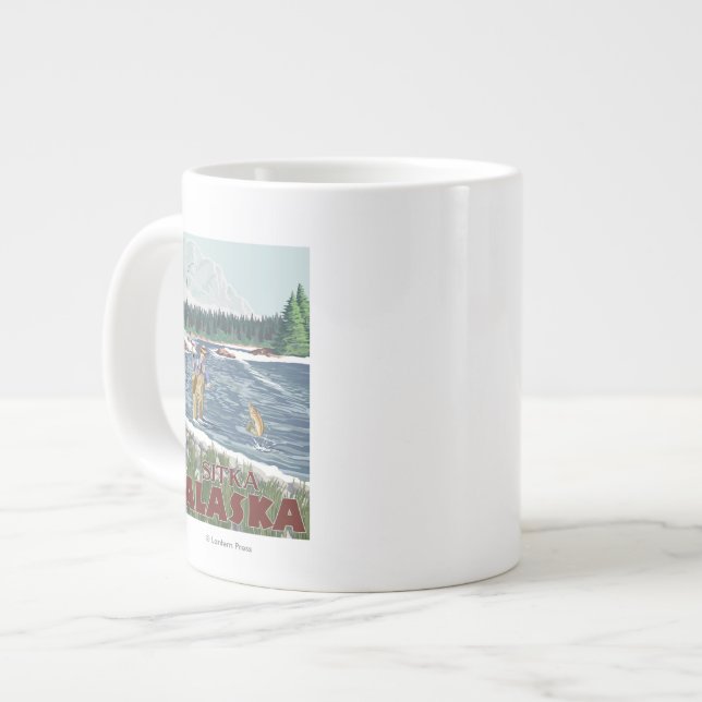 Fly Fisherman - Sitka, Alaska Jumbo-Tasse (Vorderseite Links)