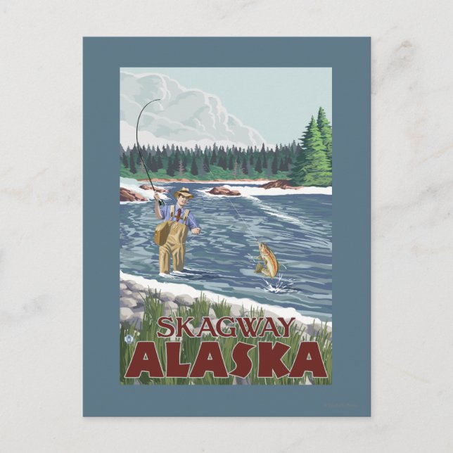 Fly Fisherman - Skagway, Alaska Postkarte (Vorderseite)