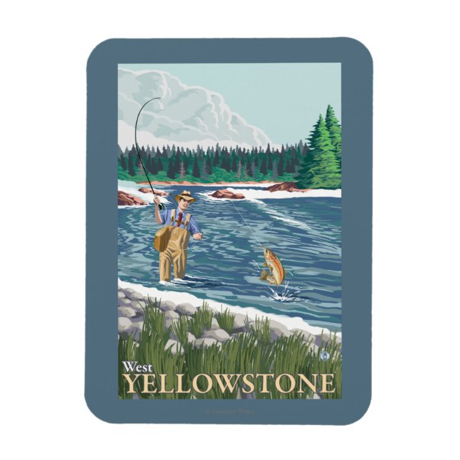 Fly Fisherman - West Yellowstone, Montana Magnet (Vertikal)