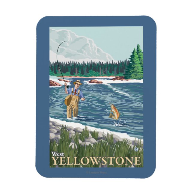 Fly Fisherman - West Yellowstone, Montana Magnet (Vertikal)
