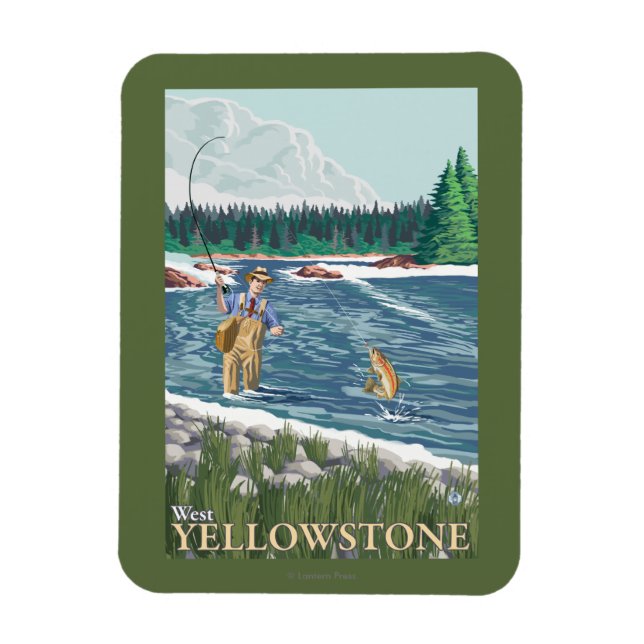 Fly Fisherman - West Yellowstone, Montana Magnet (Vertikal)