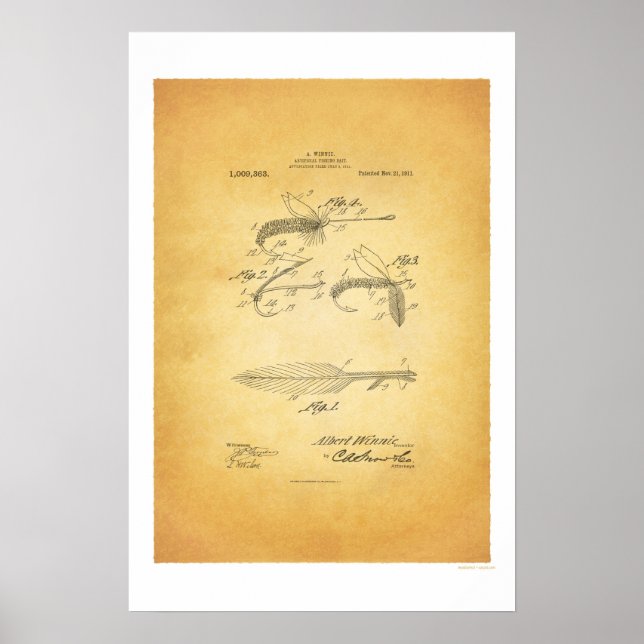 Fly Fishing 1921 US-Patentposter - A Winnie Poster (Vorne)