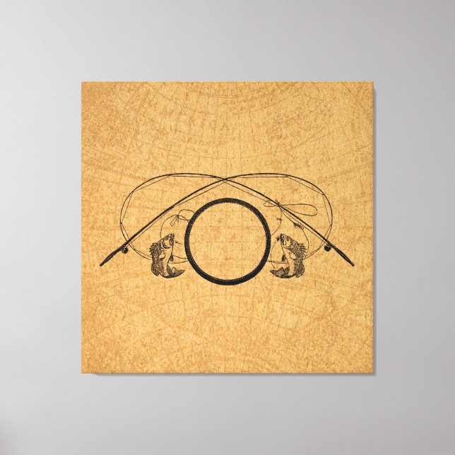 Fly Fishing Antique FIing Rods Kunst Illustration Leinwanddruck (Vorderseite)