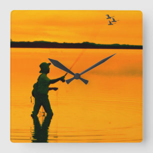 Fly Fishing-Image für Square-Wall-Uhr Quadratische Wanduhr