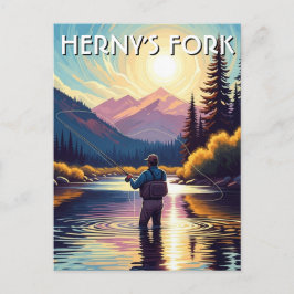 Fly Fishing in Henry's Fork Idaho Postcard Postkarte