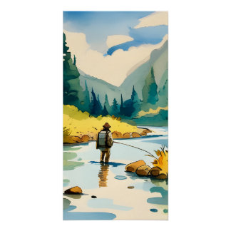 Fly Fishing Mountain Stream Poster