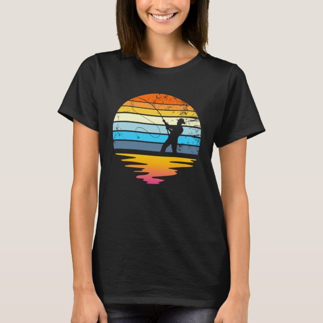 Fly Fishing Retro Sunset  Angler Fisherman Fly Fis T-Shirt (Vorderseite)