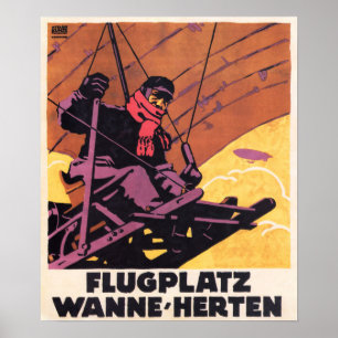 FLY FLUGPLATZ WANNE HERTEN Vintage deutsche Poster