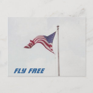 Fly Free USA Flag - Postkarte