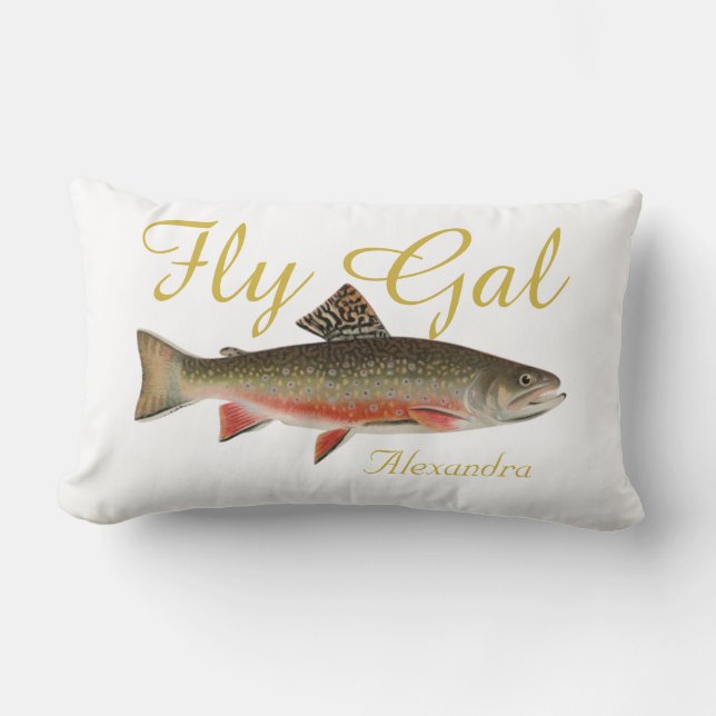 Fly Gal Fishermen Fischen Forellenfliegen Lendenkissen (Vorderseite)