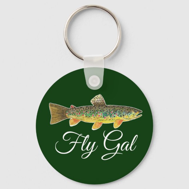 FLY GAL - Frau von Fliegenfischen Schlüsselanhänger (Vorderseite)