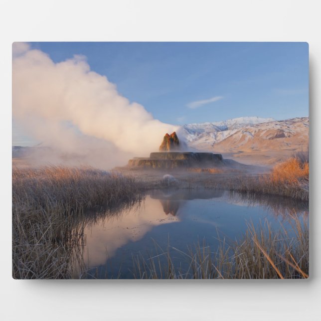 Fly Geyser with snow capped Granite Range Fotoplatte (Vorderseite)