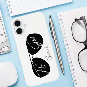 Fly Girl Script Black Aviator Sonnenbrille, Custom iPhone 16 Plus Hülle
