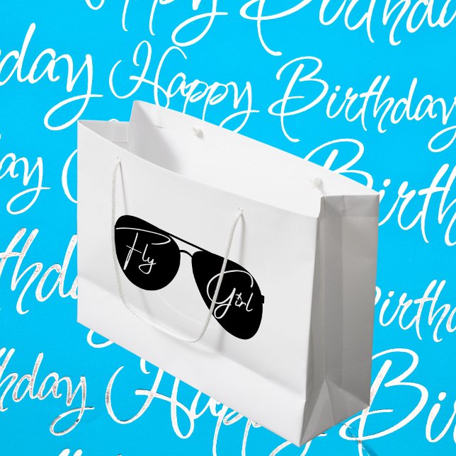 Fly Girl Script Black Aviator Sonnenbrille Geburts Große Geschenktüte (Von Creator hochgeladen)