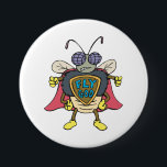 Fly God Superhero Fly Insect Character Button<br><div class="desc">Pin some personality to your jacket, bag, or hat with this Fly God button. This small but mighty accessory features a detailed superhero insect character in a classic retro comic art style. The urban streetwear graphic pops against any background, making it a subtle yet cool way to show off your...</div>