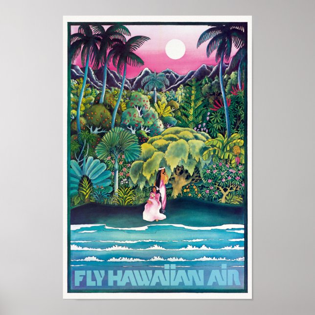 Fly Hawaiian Air Hawaii Vintage Poster (Vorne)