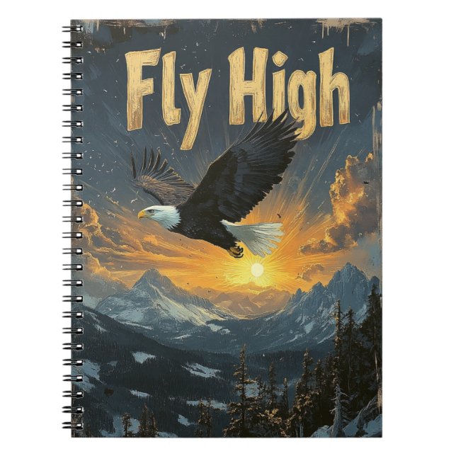 Fly High Eagle Journal - Motivierend Notebook Notizblock (Vorderseite)