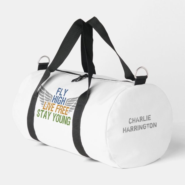 FLY HIGH individuelle Name Duffle Bag (Linke Seite)