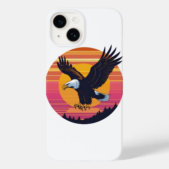 Fly High Soar Free - Retro Eagle Sunset Graphic Case-Mate iPhone 14 Hülle (Rückseite)