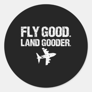 Fly Land Er Flugzeug Runder Aufkleber