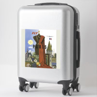 Fly Paris France Vintage Travel Poster