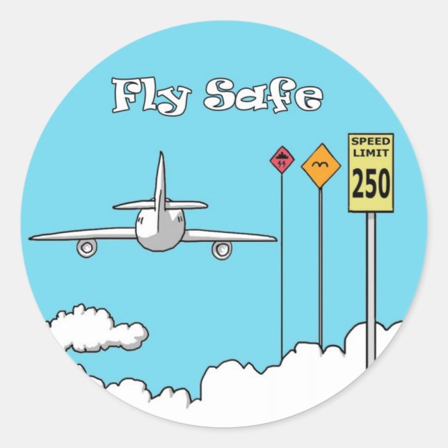 "Fly Safe" Runder Aufkleber (Vorderseite)