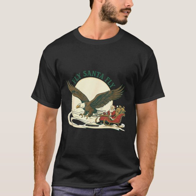 Fly Santa Fly Christmas, Santa Football  T-Shirt (Vorderseite)