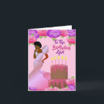 Fly Sister African American Birthday Card Karte<br><div class="desc">Diese hübsche und elegante Geburtstagskarte mit rosa und lila Rose und einer Afroamerikanerin in einem rosa Gewand. Hol dir diese klassische und niedliche Geburtstag-Karte für deine Schwester und lache ihr ein Lächeln.</div>