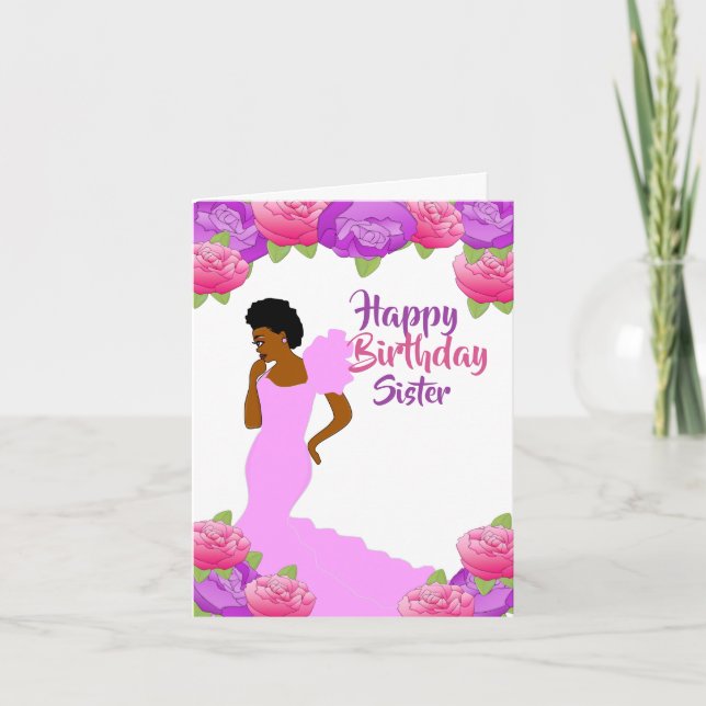 Fly Sister African American Birthday Card Karte (Vorderseite)