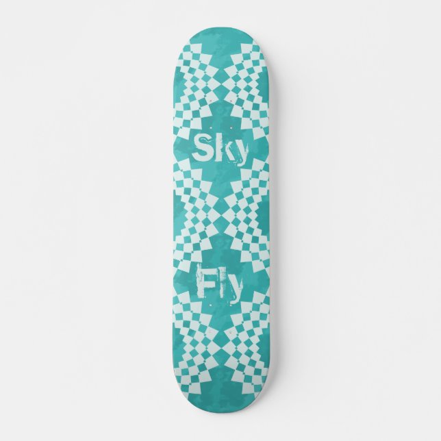 Fly Sky Moderne Typografie Blue Mandala Skateboard (Vorne)
