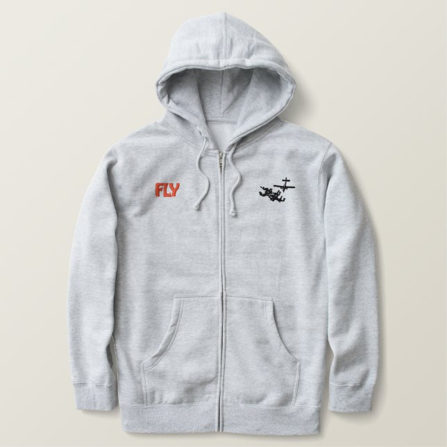Fly Skydiver Bestickter Hoodie (Design vorne)