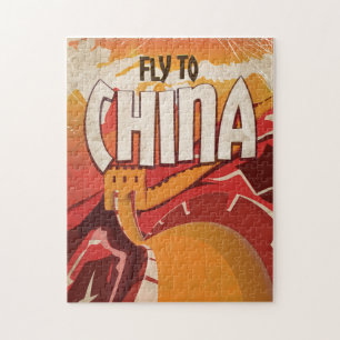 Fly To China Vintage Reiseplakat