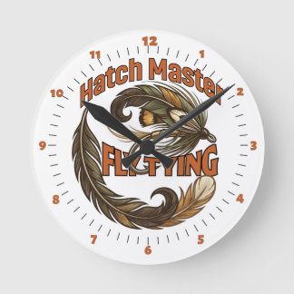 Fly Tyng Logo-Stil-Illustration Hatch Master Runde Wanduhr