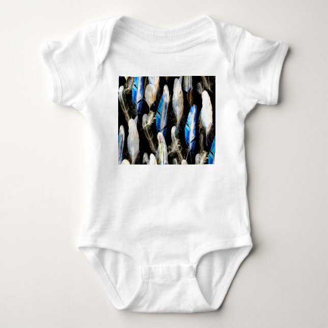 Fly Watercolor Federn: Nahtloser Hintergrund Baby Strampler (Vorderseite)