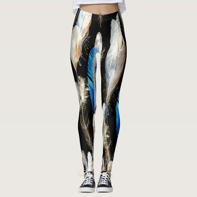 Fly Watercolor Federn: Nahtloser Hintergrund Leggings (Vorderseite)