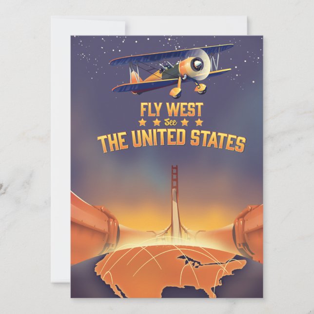 Fly West See die Vereinigten Staaten. (Vorderseite)